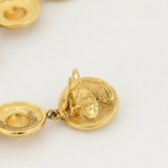 CHANEL Round Dangle Clip-On Earrings Gold Tone 23 Auth #22291 - Picture 4 of 4